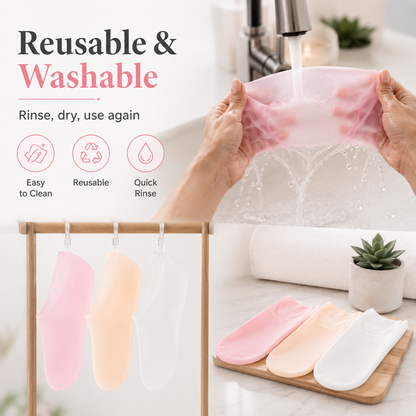 💗3-Pack Reusable Moisturizing Silicone Foot Mask Socks