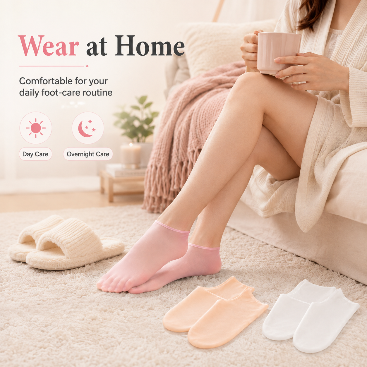 💗3-Pack Reusable Moisturizing Silicone Foot Mask Socks
