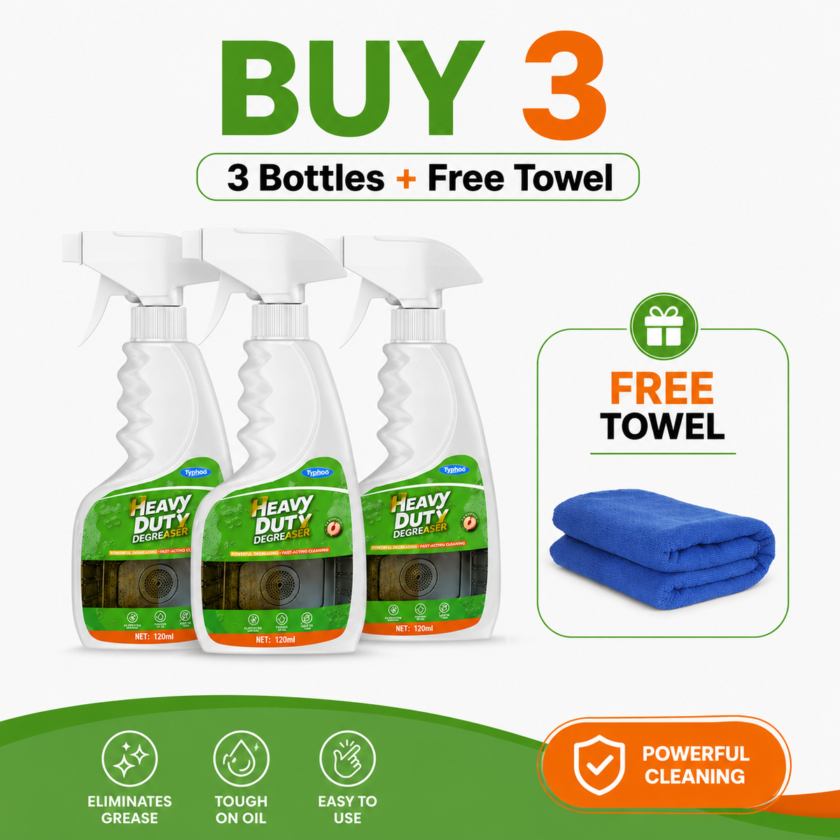 🏆52K+ Sold🧽 Heavy-Duty Kitchen Degreaser Spray + Free Cleaning Towel