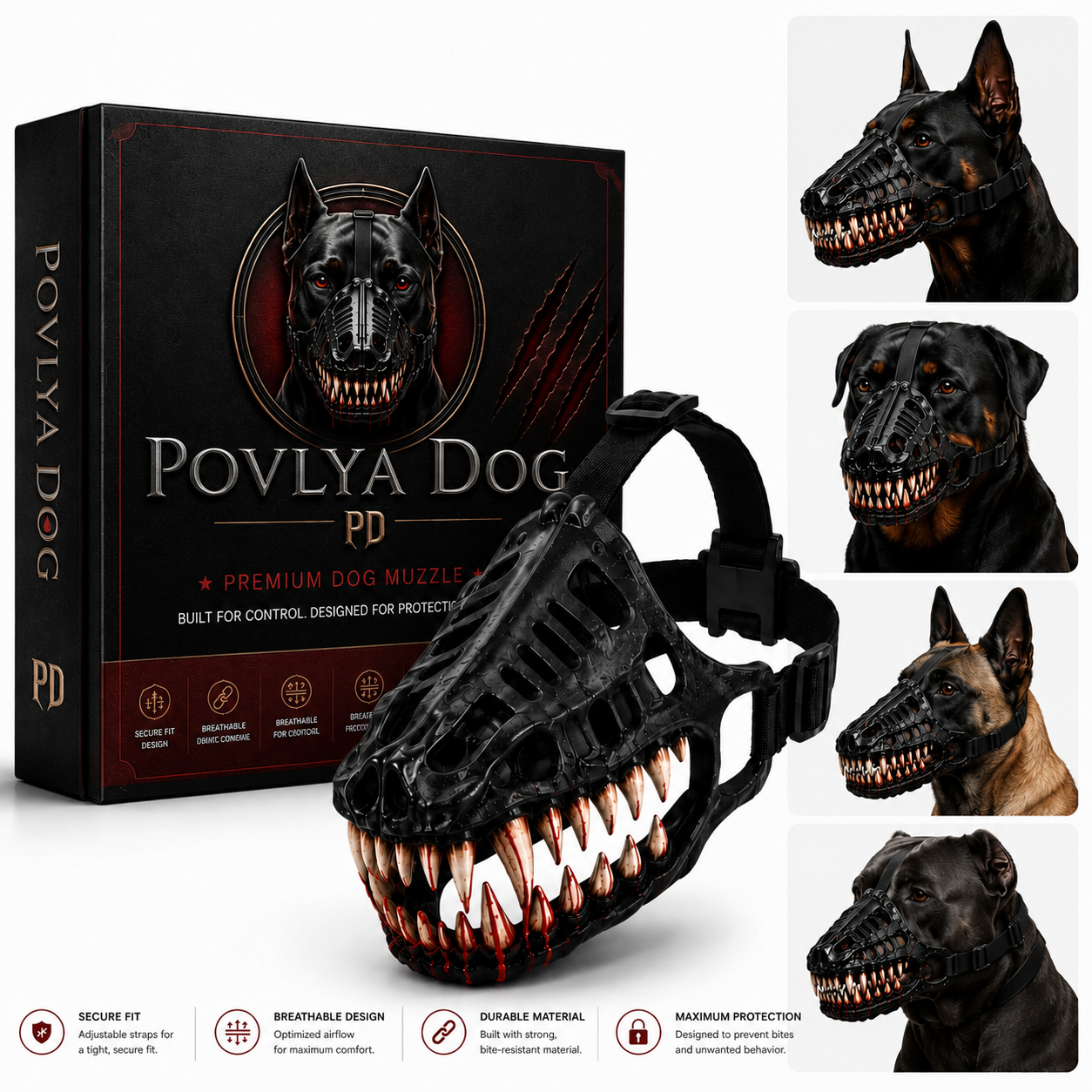🐺🧛Scary Fang Dog Muzzle – Soft Latex Halloween Pet Accessory