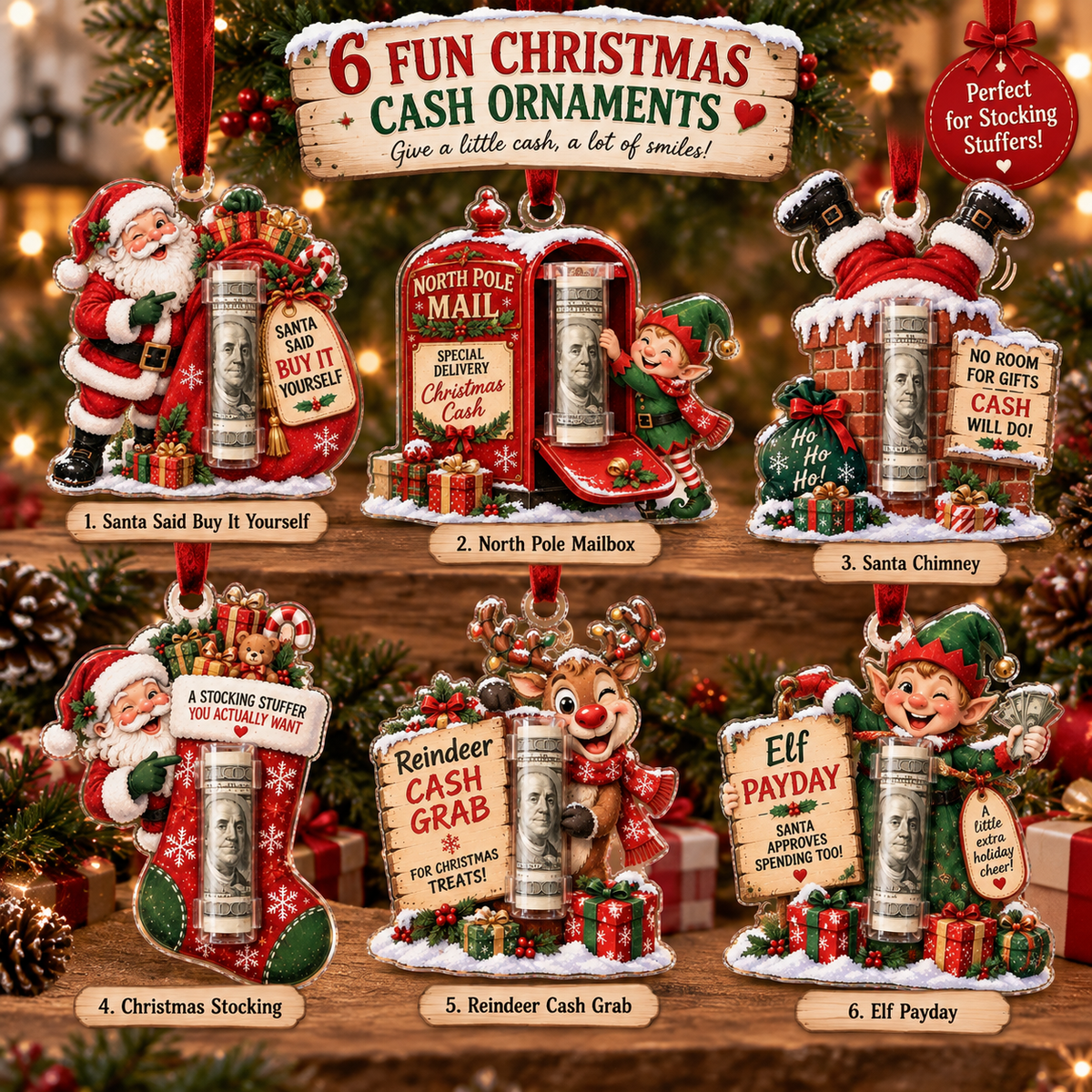 🎅 Christmas Money Holder Tree Ornaments | Creative Cash Gift Keepsake & Stocking Stuffer 🎁