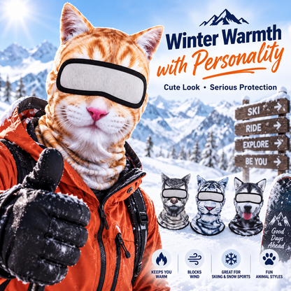 ✨3D Cat Ski Mask with Ears – Funny Windproof Balaclava for Skiing & Festivals