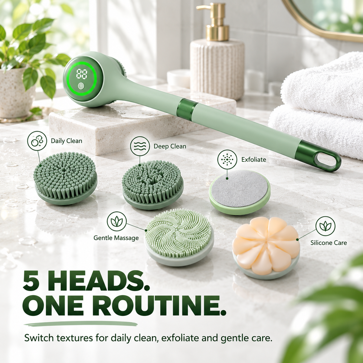 🔥 50% OFF Electric Long-Handle Body Scrubber – Reach More, Scrub Less 🫧