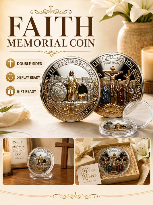 ✝️ Easter Memorial Coin  🙏🪙 Collectible Faith Keepsake Coin – Double-Sided 3D Relief Religious Token 🕊️