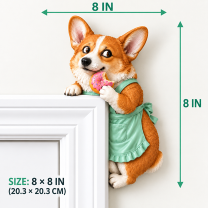 👀Adorable Corgi Door Frame Decor Funny Corner Wall Art
