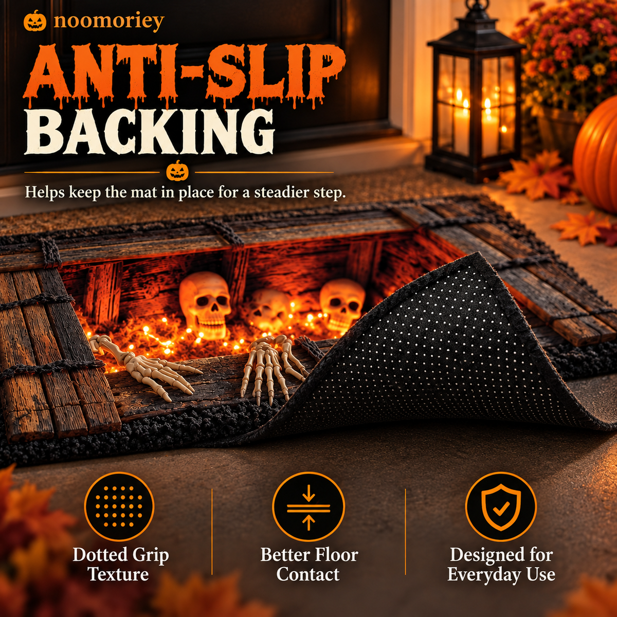 🎃 Halloween Plush Doormat – Soft Crystal Velvet Entryway Mat, Non-Slip Front Door Rug for Festive Home Decor
