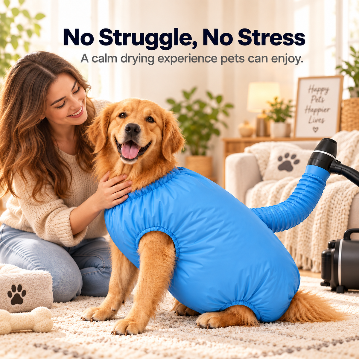 🐶 Gentle Pet Drying Bag for a Calm & Cozy Drying Experience