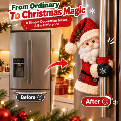 🎄 Santa & Snowman Christmas Refrigerator Door Handle Covers Kitchen Holiday Décor 🎅