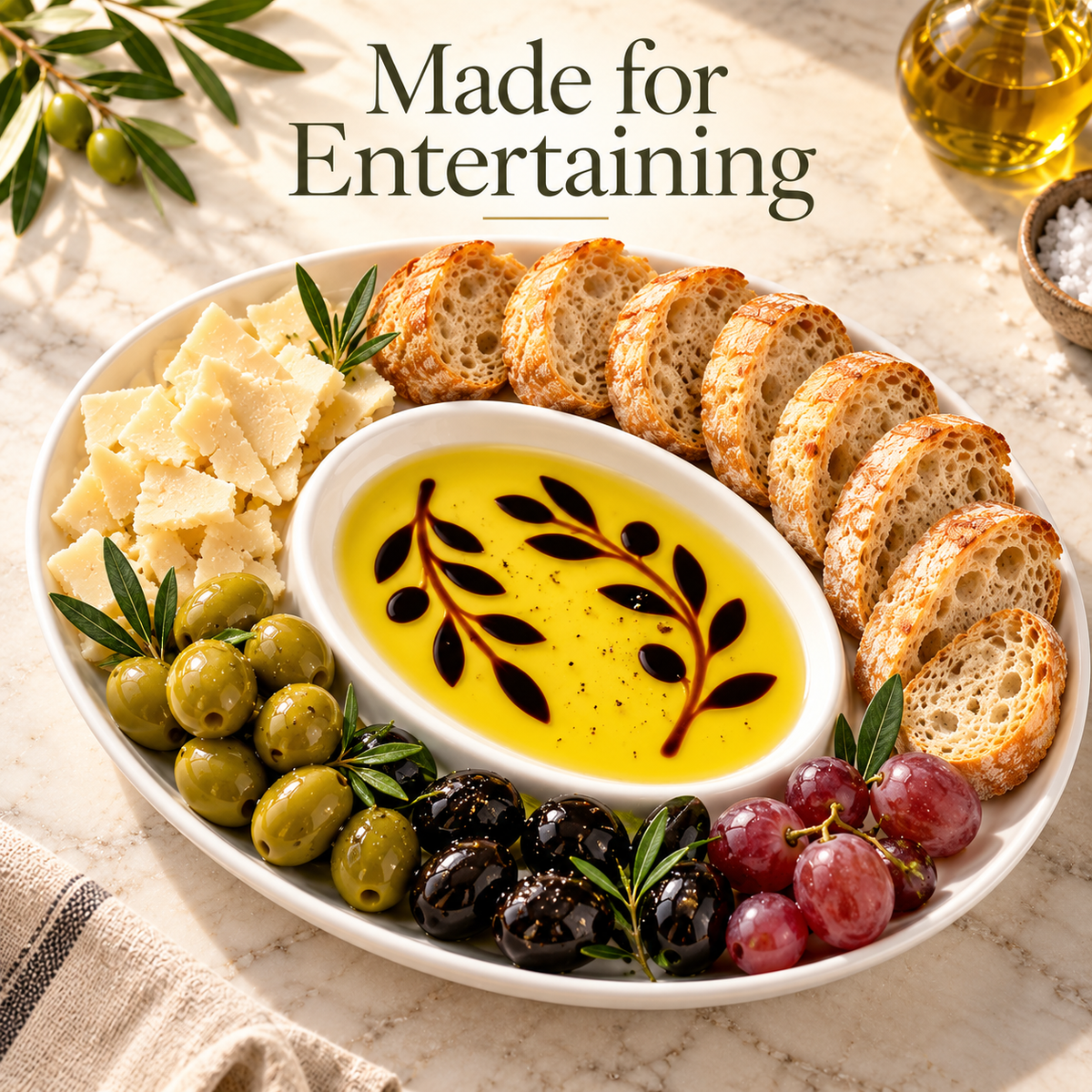 🌿Olive Branch Porcelain Chip and Dip Serving Platter 🫒