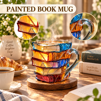 📚 Stacked Book Mug – Colorful Coffee Cup Gift for Book Lovers ☕