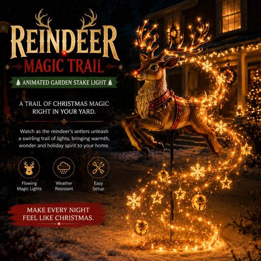 🎅Christmas Early Discount 49% Off🦌 Reindeer Magic Trail Garden Stake Light – Flowing Christmas Solar Yard Decor ✨