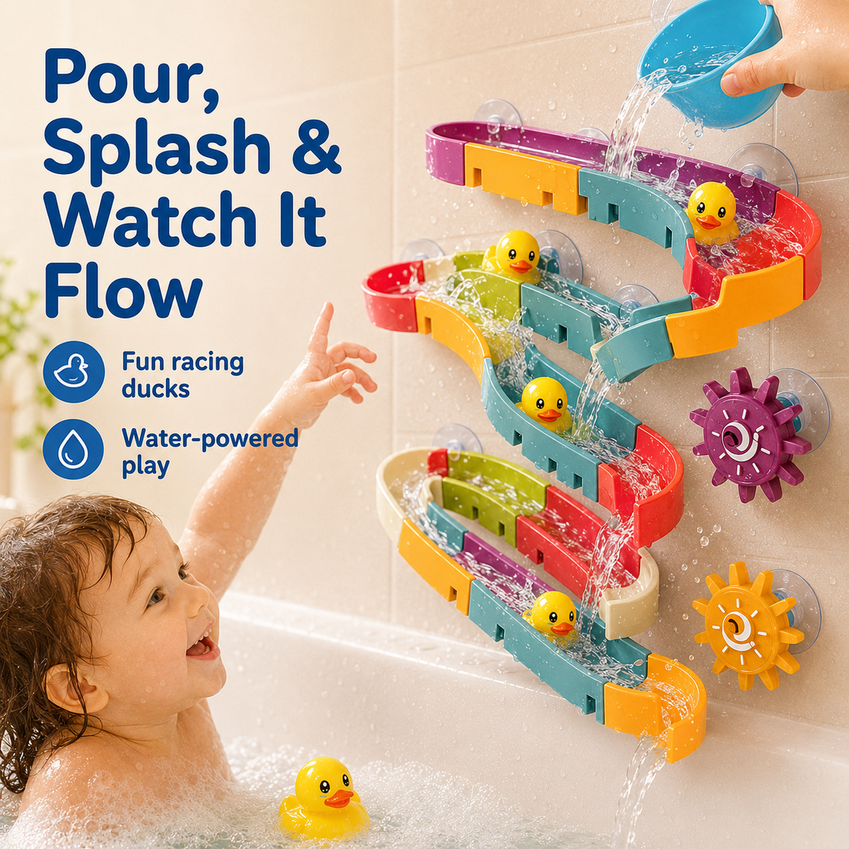 🔥 50% OFF TODAY 🛁 48PCS DIY Bath Water Track Toy🌈
