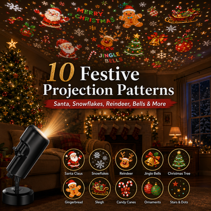 🔥Last Day 50% OFF-Plug-&-Play HD Christmas Projector – 6 or 10 Festive Scenes
