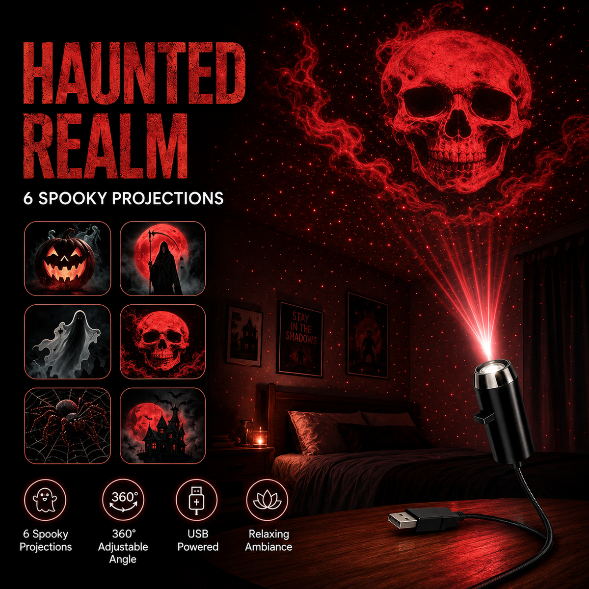 🔥Last Day 50% OFF-Plug-&-Play HD Christmas Projector – 6 or 10 Festive Scenes