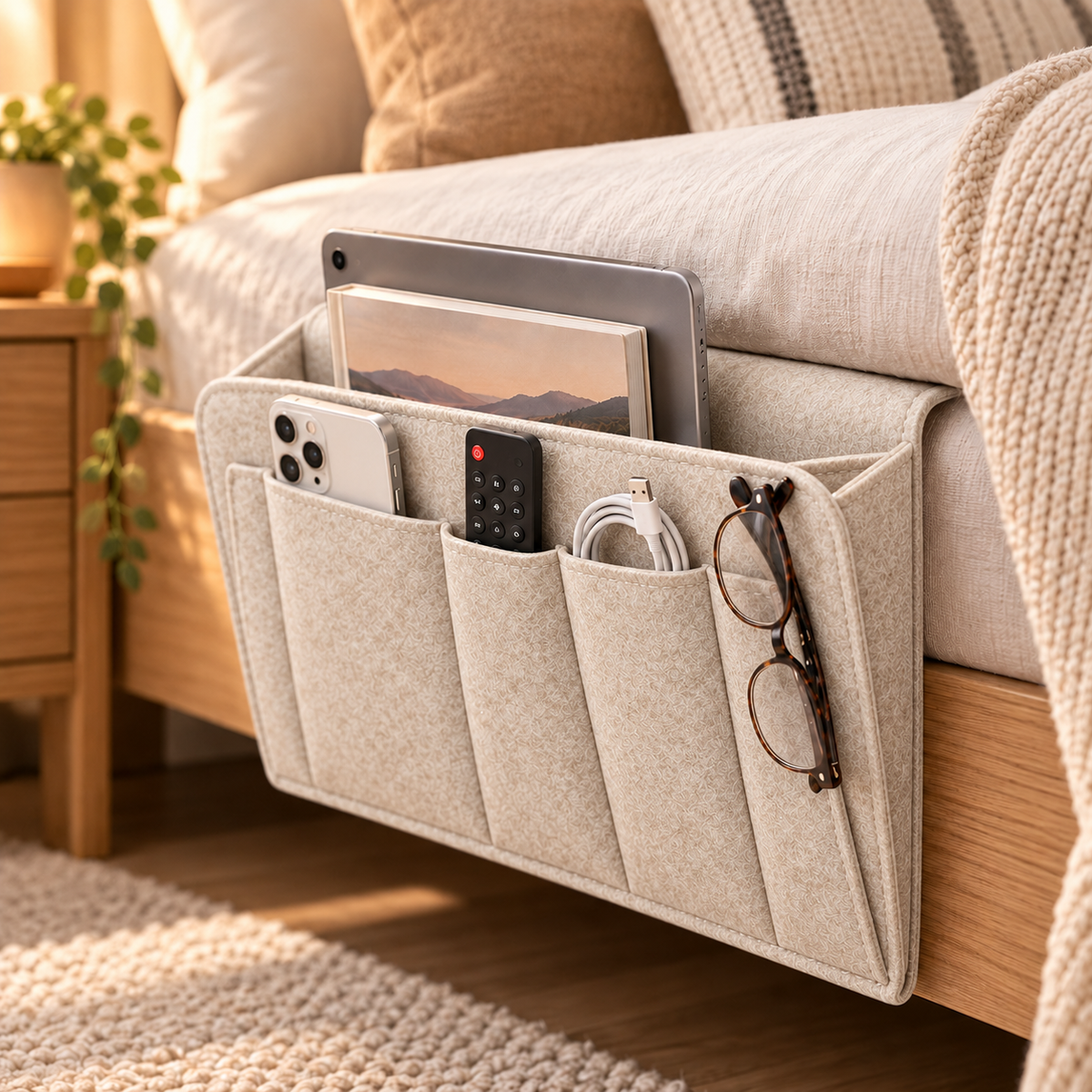 🛏️ Bedside Storage Organizer – Hanging Bed & Sofa Pocket