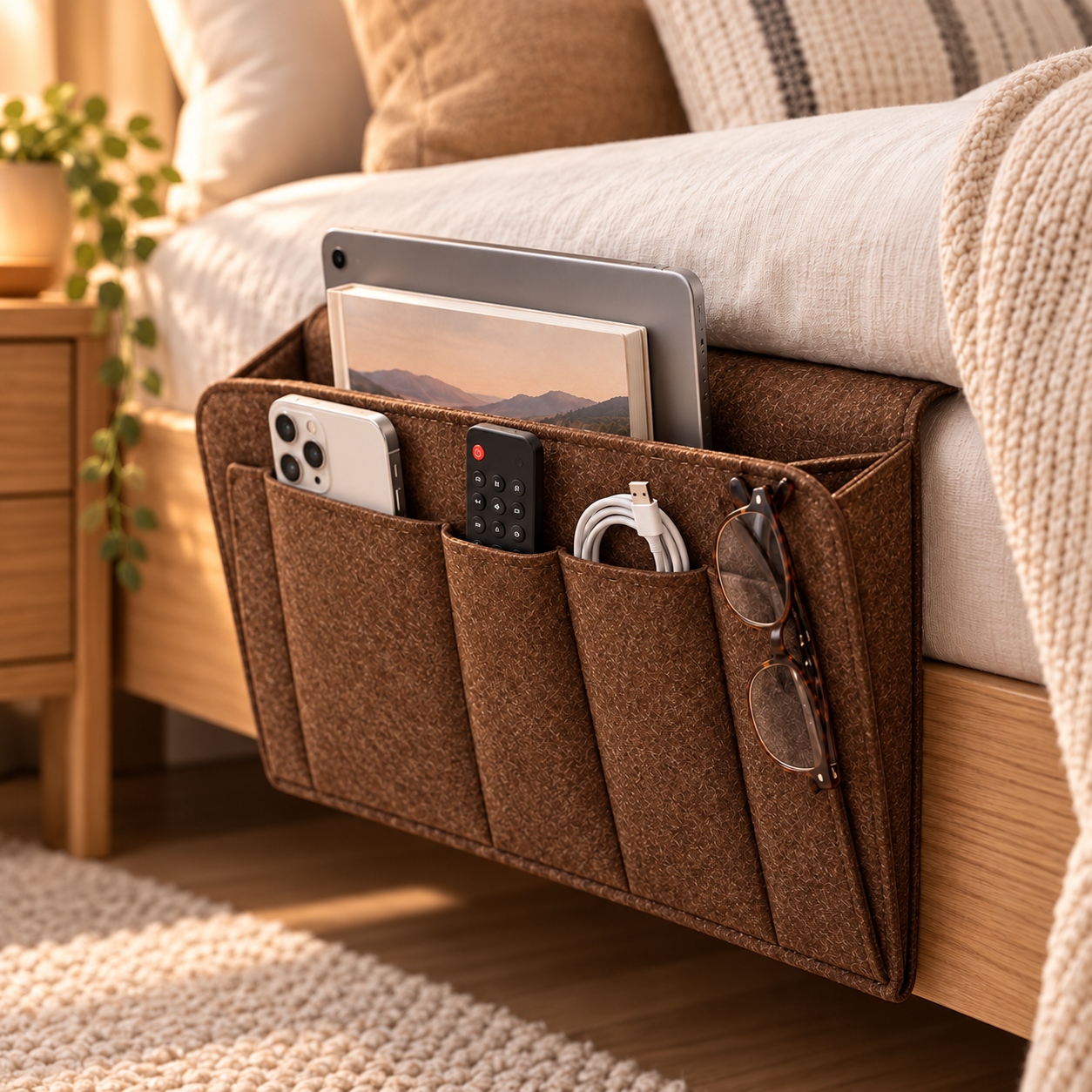 🛏️ Bedside Storage Organizer – Hanging Bed & Sofa Pocket