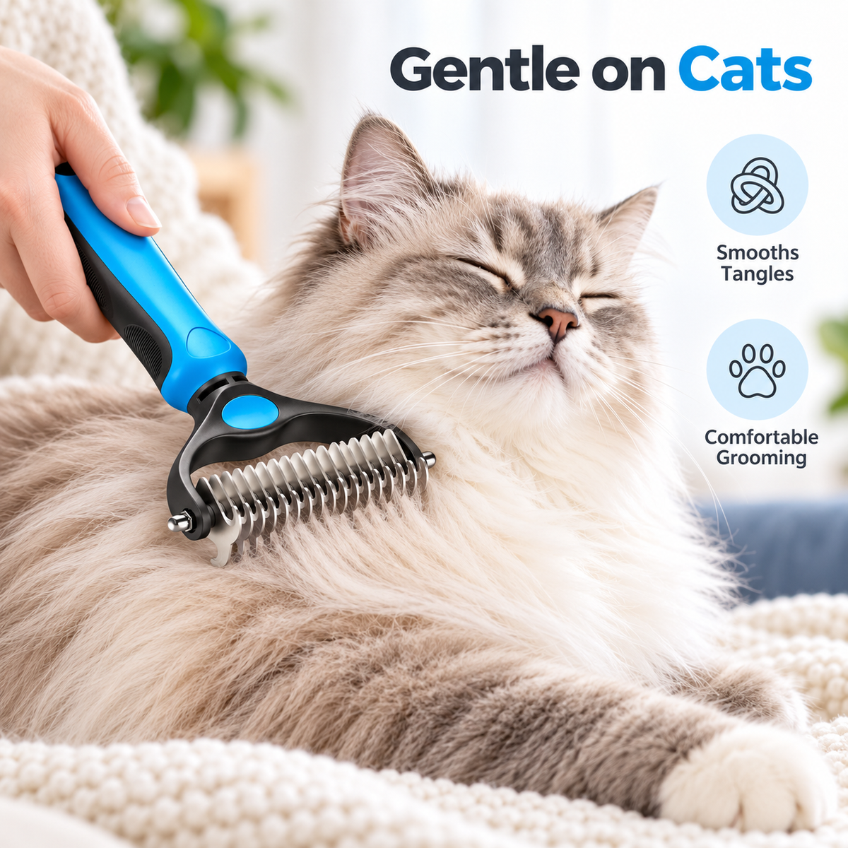 🐾 Double-Sided Pet Grooming Brush – Detangling & Loose Fur Care