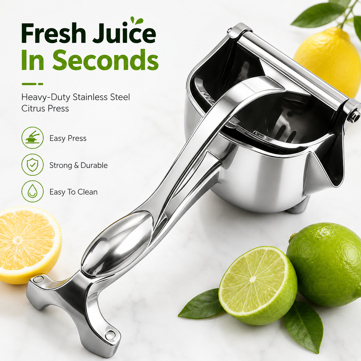 🍋 Manual Metal Citrus Juicer – Compact Hand Press for Fresh Juice
