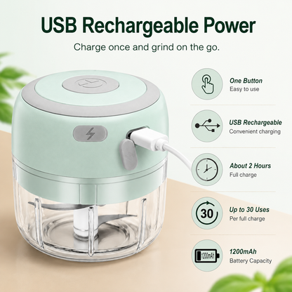 🌿 USB Rechargeable Herb Grinder – Mini Electric Chopper