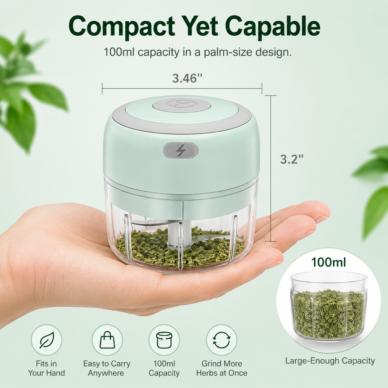 🌿 USB Rechargeable Herb Grinder – Mini Electric Chopper