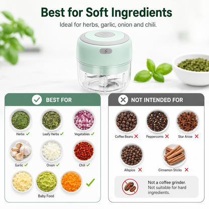 🌿 USB Rechargeable Herb Grinder – Mini Electric Chopper