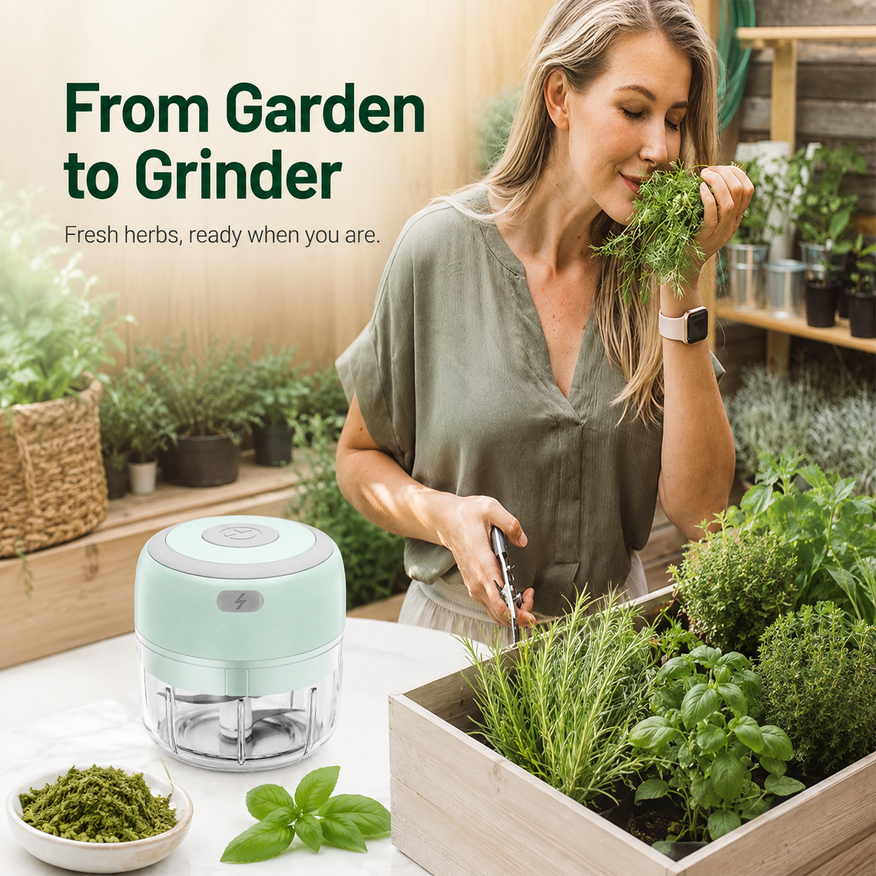 🌿 USB Rechargeable Herb Grinder – Mini Electric Chopper