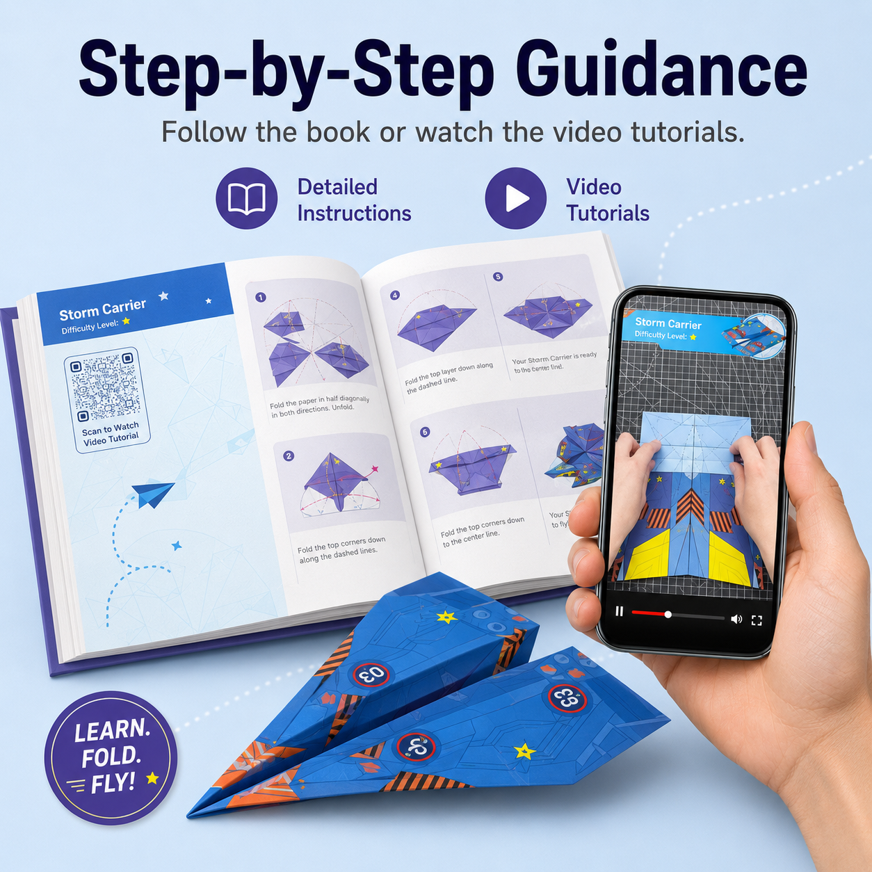 ✈️ Paper Airplane Kit for Kids – 16 Origami Flight Designs