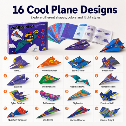✈️ Paper Airplane Kit for Kids – 16 Origami Flight Designs