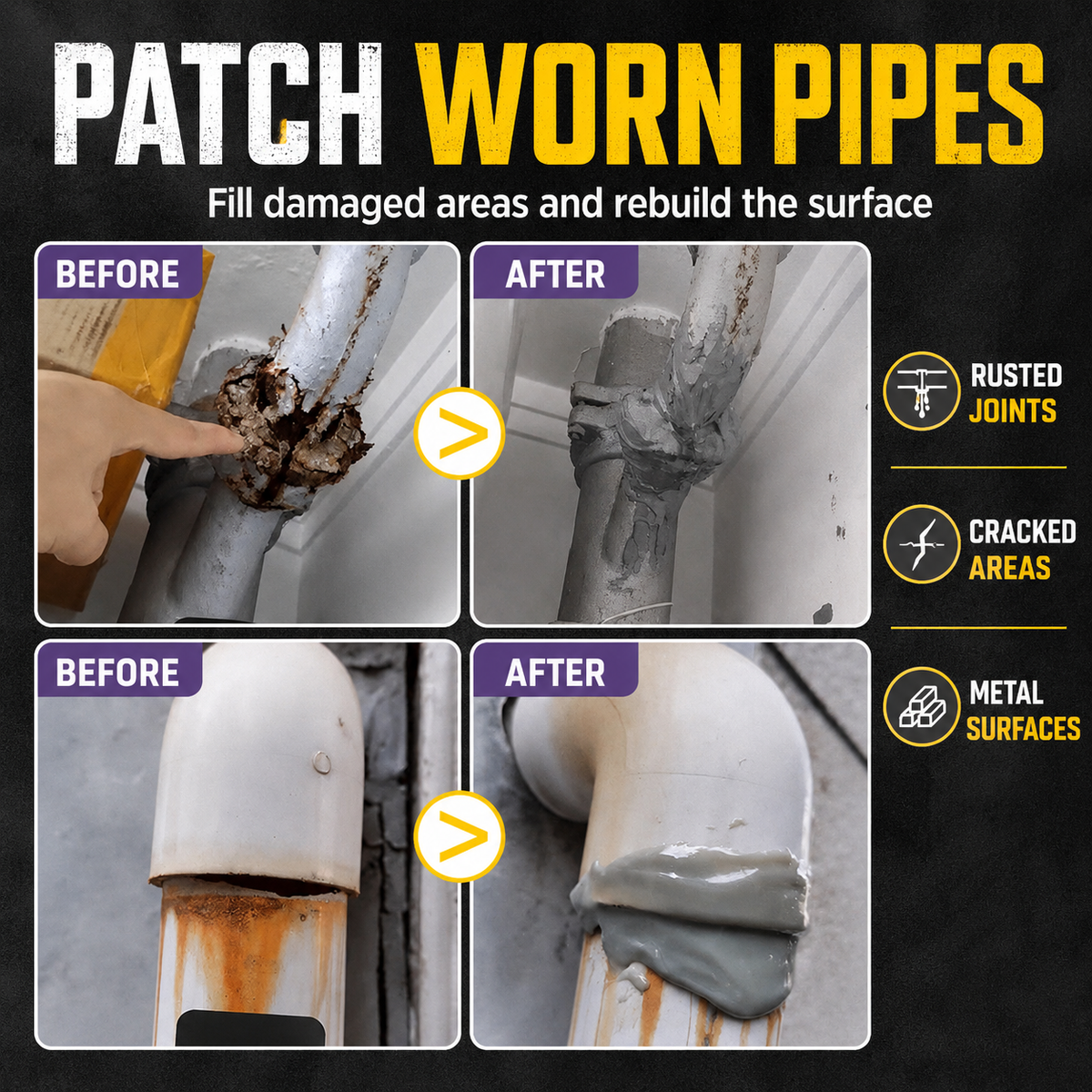 🔧 Metal Repair Epoxy Adhesive for Pipes, Cracks & Damaged Surfaces
