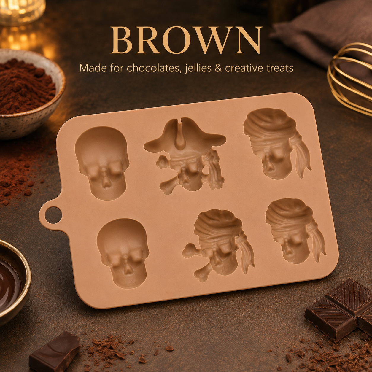 💀 3D Skull Silicone Ice Cube Tray with Lid for Whiskey & Halloween Drinks 🎃