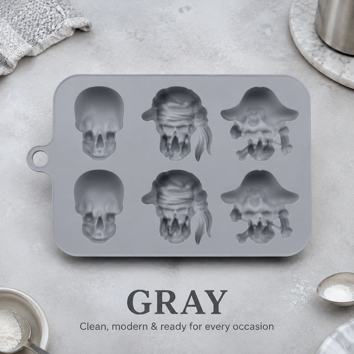 💀 3D Skull Silicone Ice Cube Tray with Lid for Whiskey & Halloween Drinks 🎃