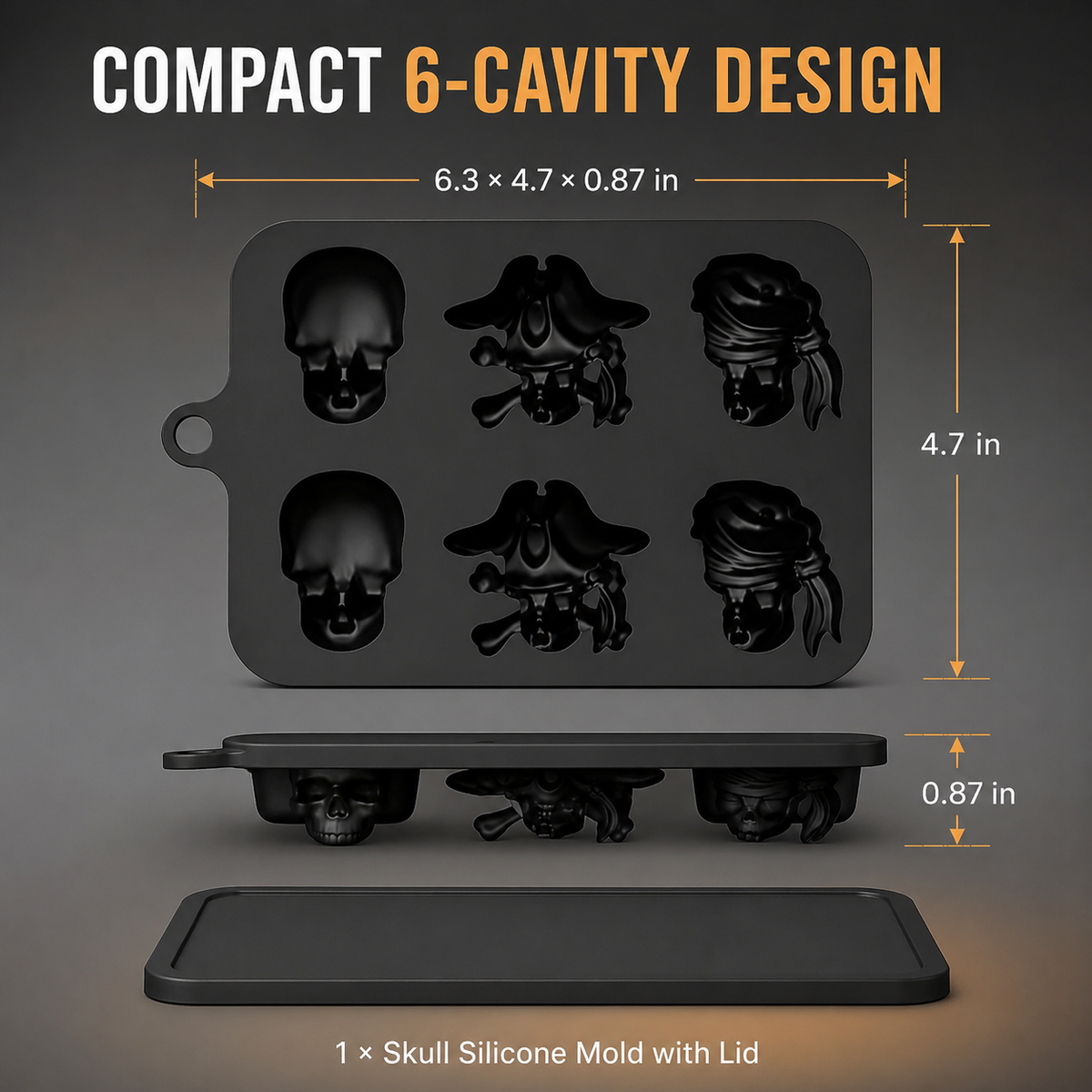 💀 3D Skull Silicone Ice Cube Tray with Lid for Whiskey & Halloween Drinks 🎃