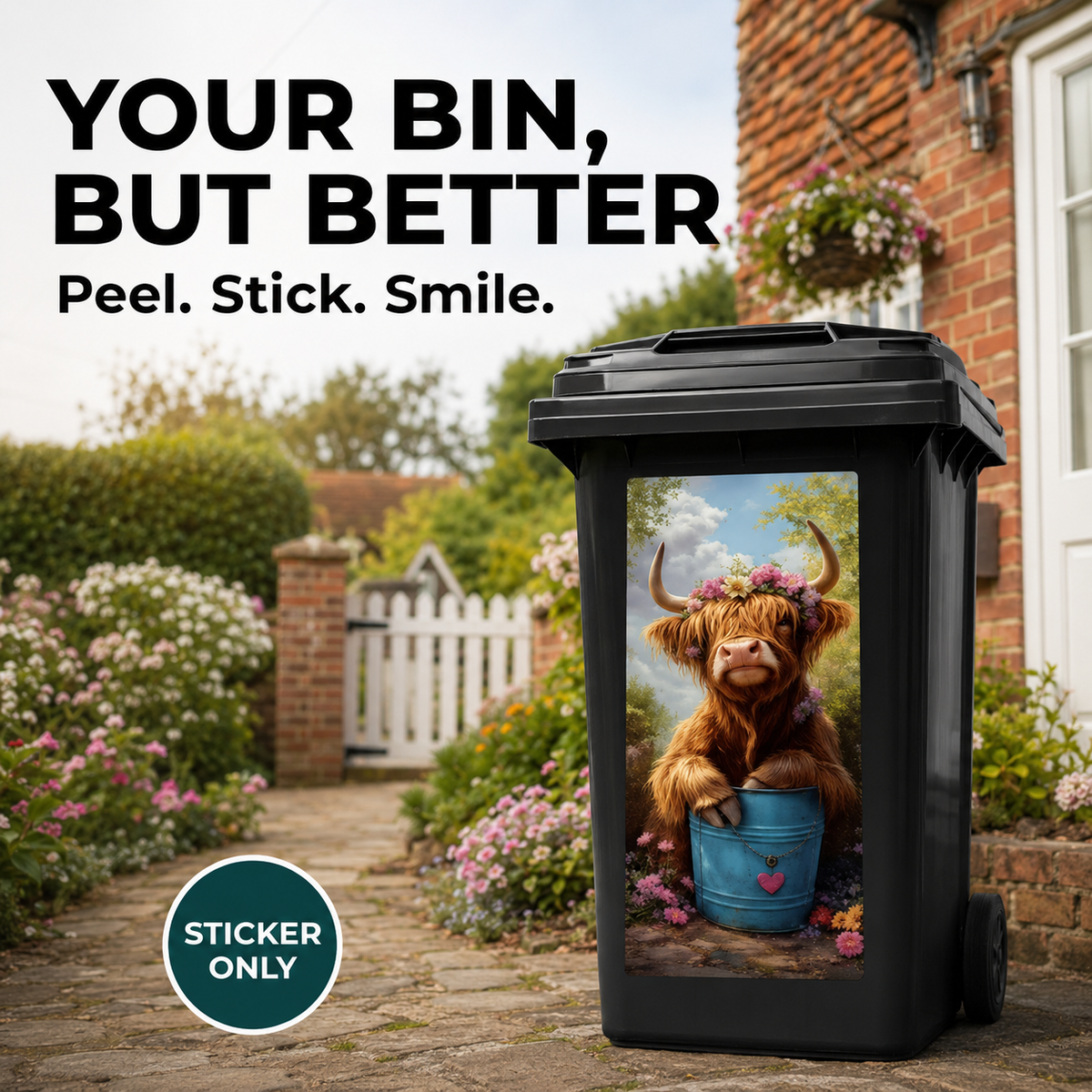 🐴3PCS Funny Horse and Donkey Wheelie Bin Stickers for Outdoor Décor