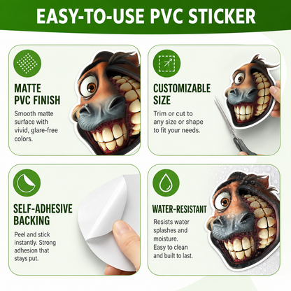 🐴3PCS Funny Horse and Donkey Wheelie Bin Stickers for Outdoor Décor