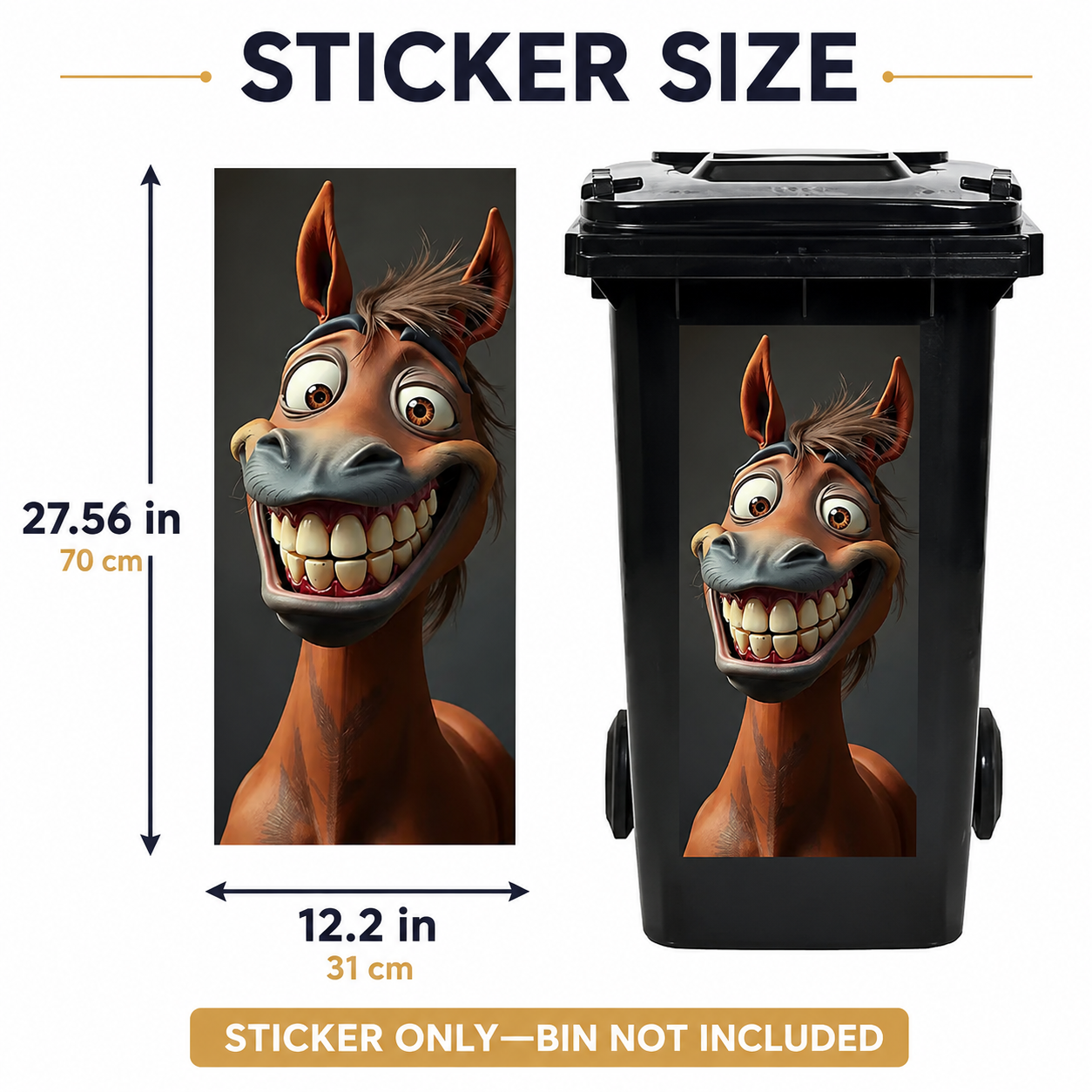 🐴3PCS Funny Horse and Donkey Wheelie Bin Stickers for Outdoor Décor