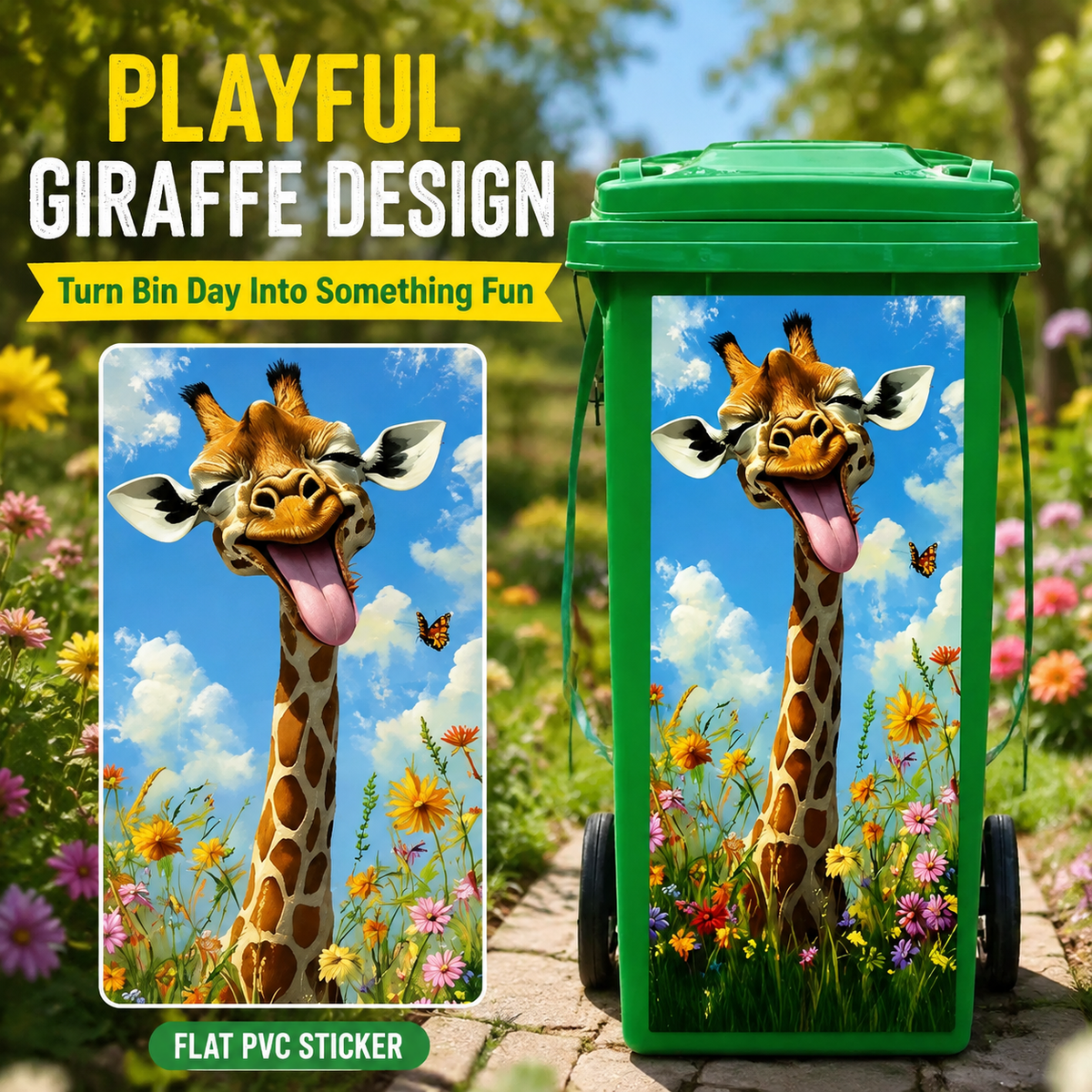 🐴3PCS Funny Horse and Donkey Wheelie Bin Stickers for Outdoor Décor