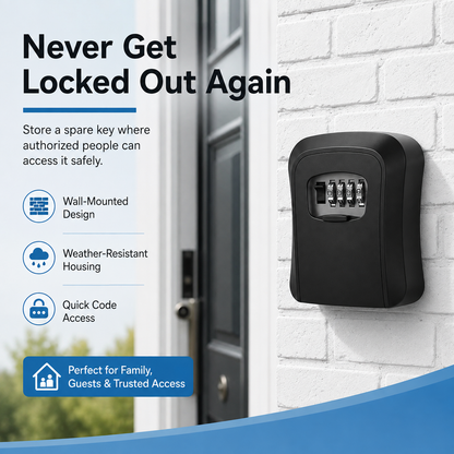 🔐 Heavy-Duty Wall-Mounted Key Lock Box – 4-Digit Weatherproof Key Vault ✨