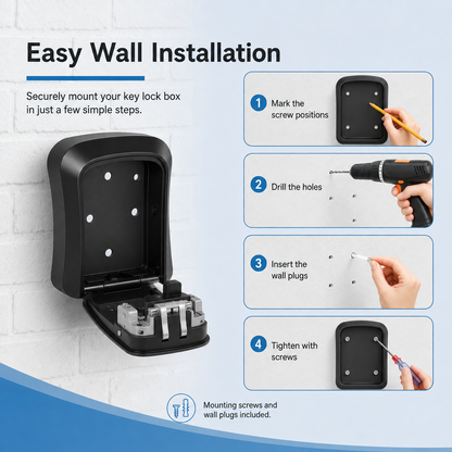 🔐 Heavy-Duty Wall-Mounted Key Lock Box – 4-Digit Weatherproof Key Vault ✨