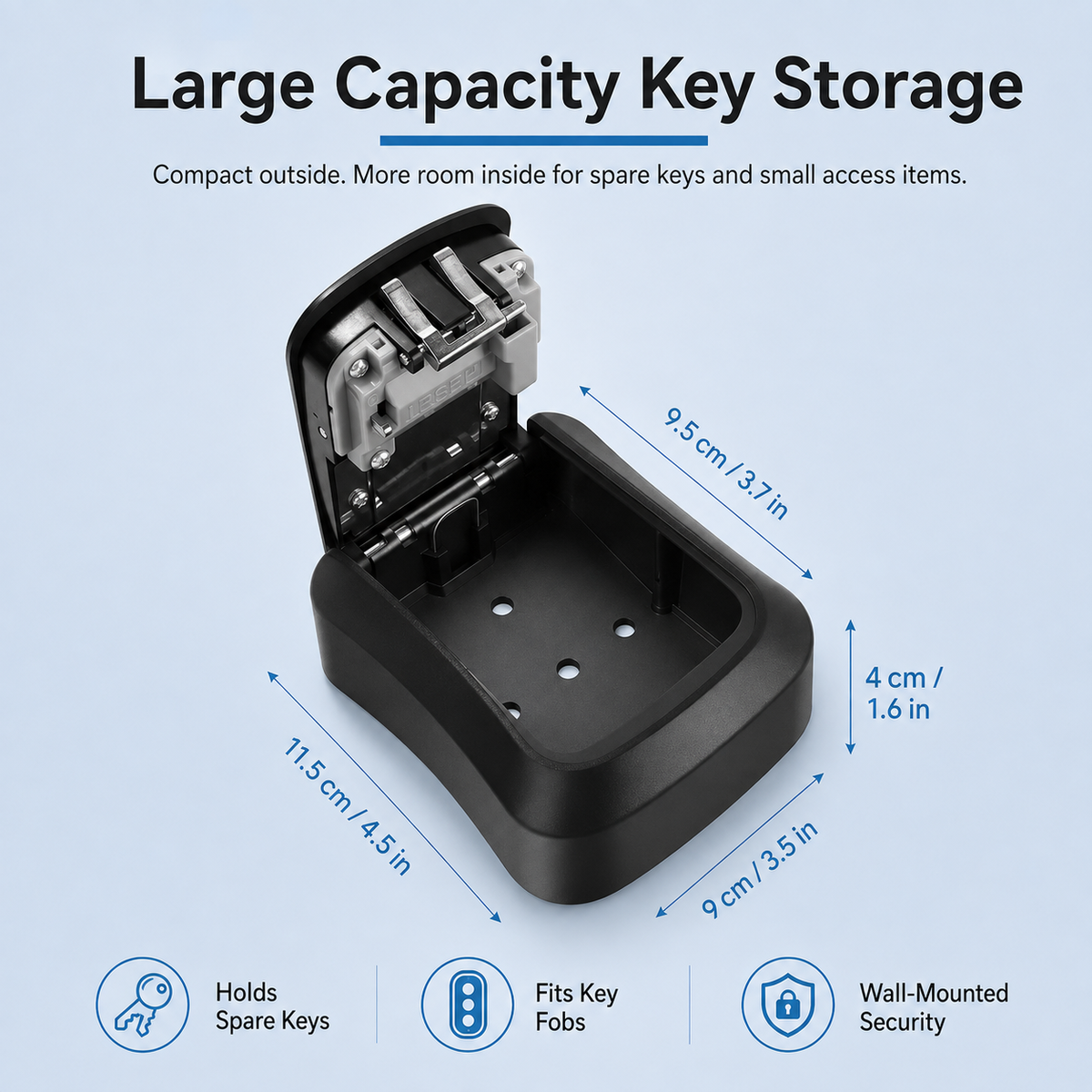 🔐 Heavy-Duty Wall-Mounted Key Lock Box – 4-Digit Weatherproof Key Vault ✨