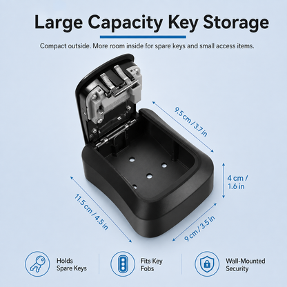 🔐 Heavy-Duty Wall-Mounted Key Lock Box – 4-Digit Weatherproof Key Vault ✨