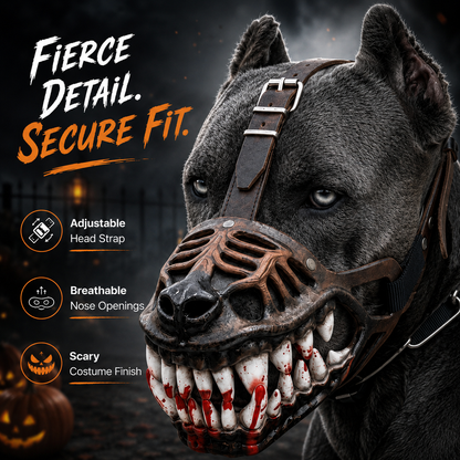 🐺 Halloween Monster Dog Costume Muzzle – Scary Latex Pet Party Accessory