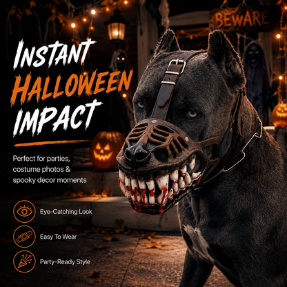 🐺 Halloween Monster Dog Costume Muzzle – Scary Latex Pet Party Accessory