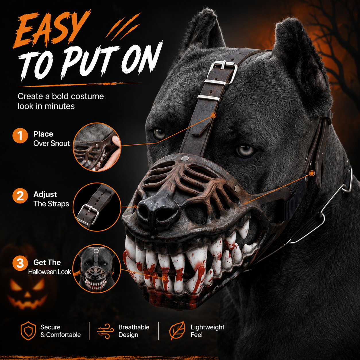 🐺 Halloween Monster Dog Costume Muzzle – Scary Latex Pet Party Accessory