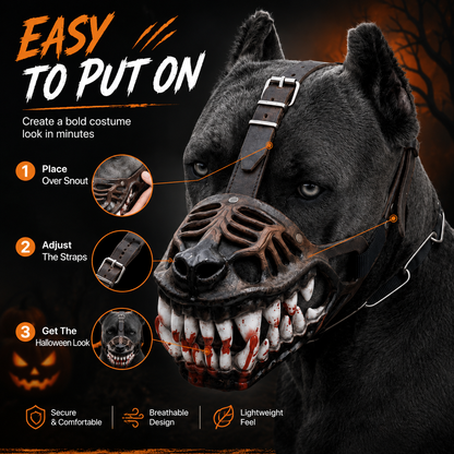 🐺 Halloween Monster Dog Costume Muzzle – Scary Latex Pet Party Accessory