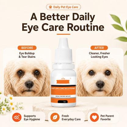 🐾 Pet Eye Wash Drops – Tear Stain Cleanup & Daily Eye-Area Care