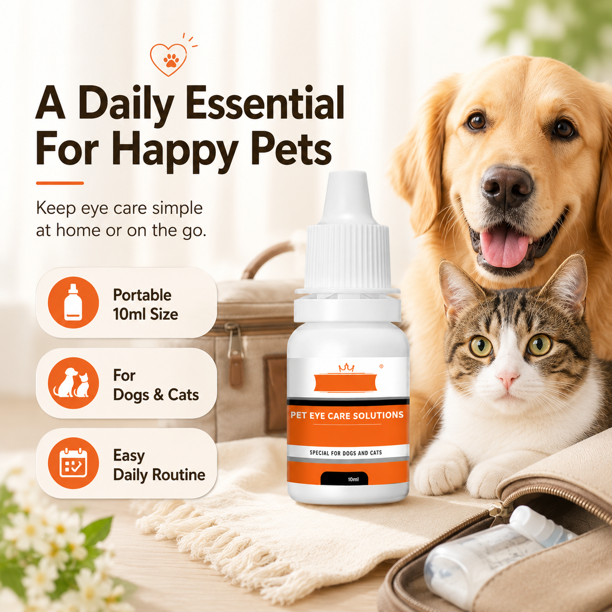 🐾 Pet Eye Wash Drops – Tear Stain Cleanup & Daily Eye-Area Care