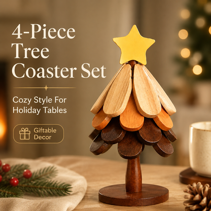 🎄 2-in-1 Wooden Christmas Tree Trivet | Festive Table Centerpiece