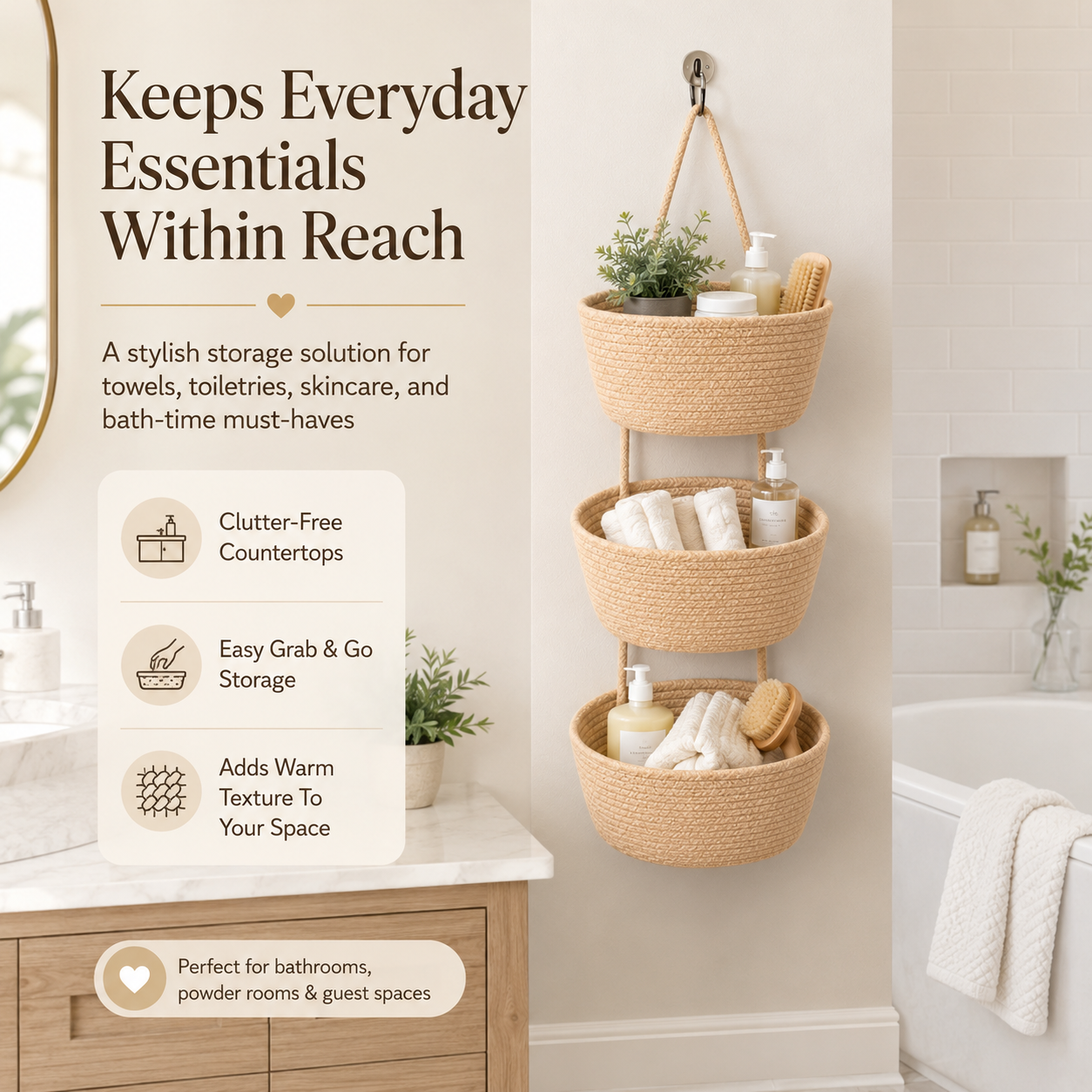 🔥 Woven Cotton Hanging Storage Baskets – A Beautiful Space-Saving Organizer For Every Room 🧺
