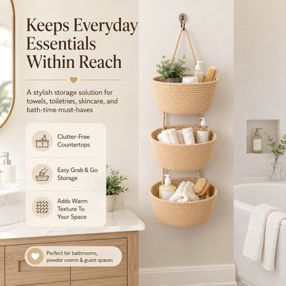 🔥 Woven Cotton Hanging Storage Baskets – A Beautiful Space-Saving Organizer For Every Room 🧺