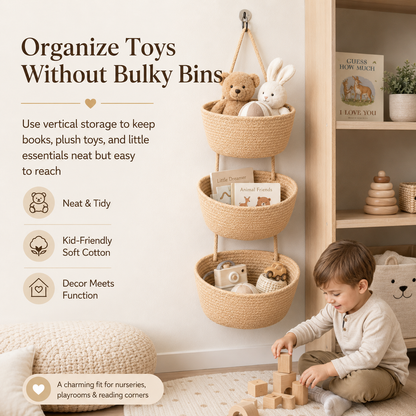 🔥 Woven Cotton Hanging Storage Baskets – A Beautiful Space-Saving Organizer For Every Room 🧺